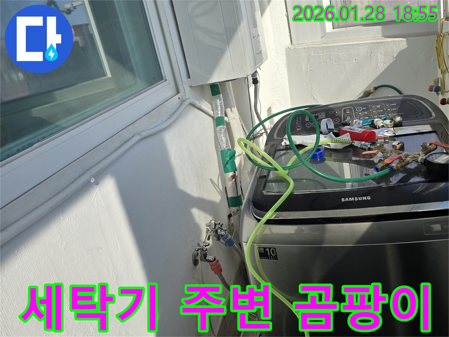 세탁기 주변 곰팡이 - 누수 가능성 꼼꼼하게 점검