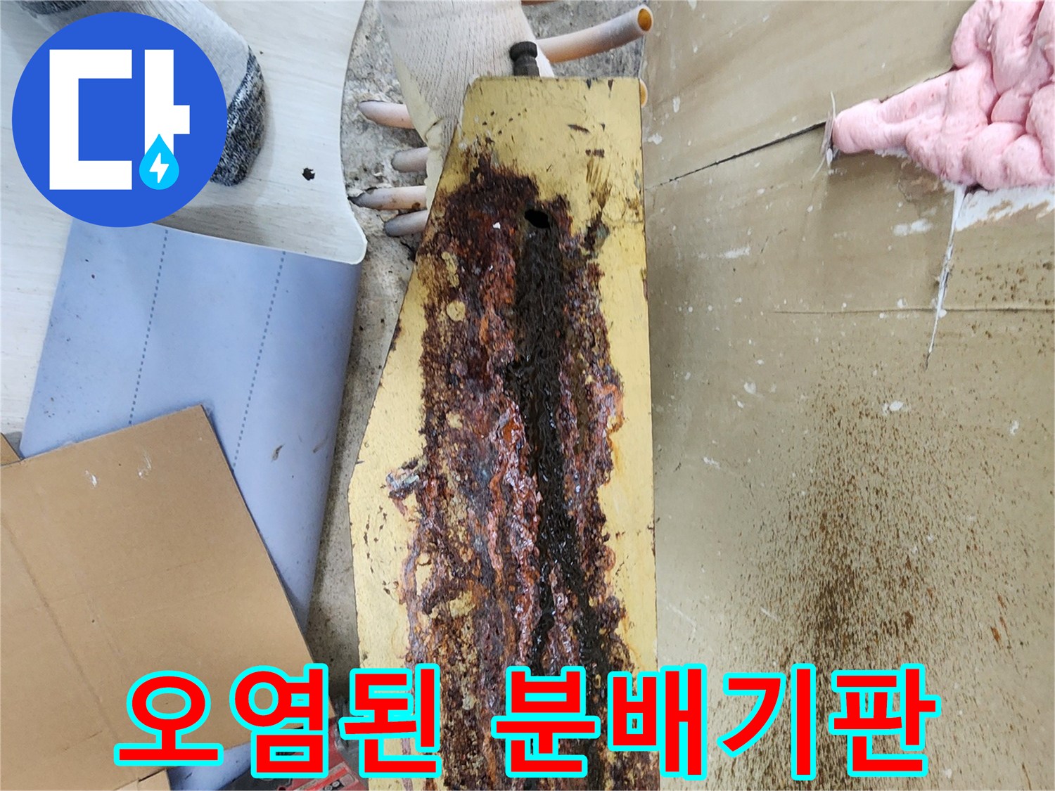 심각한 녹과 부식으로 인해 훼손된 금속제 분배기 판데기