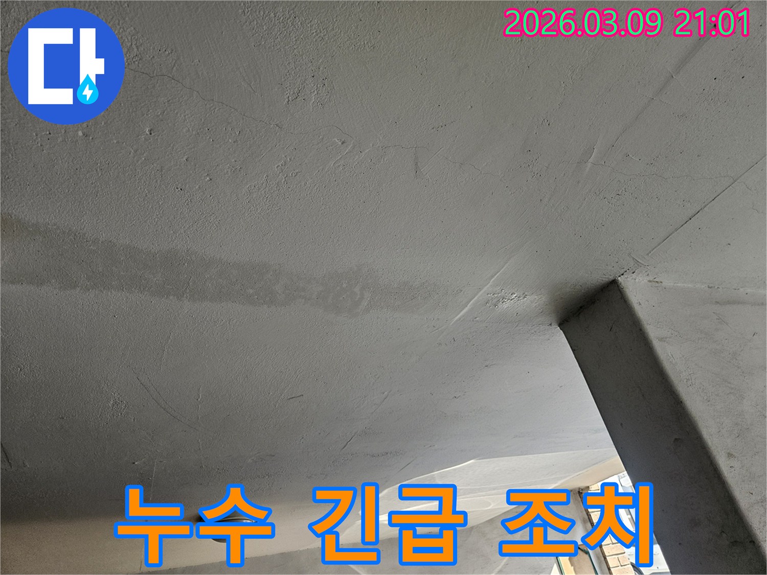 천장-누수-현장에서-긴급-조치가-필요함을-보여주는-사진