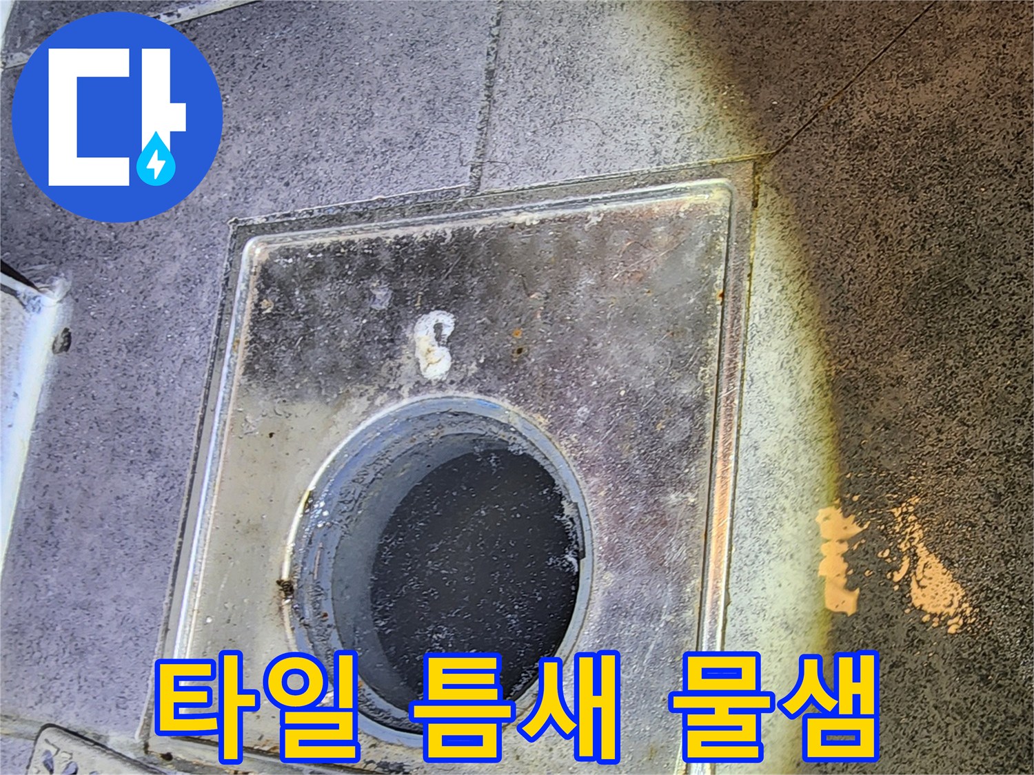 중구 현장-배수구 주변의 습한 타일 상태