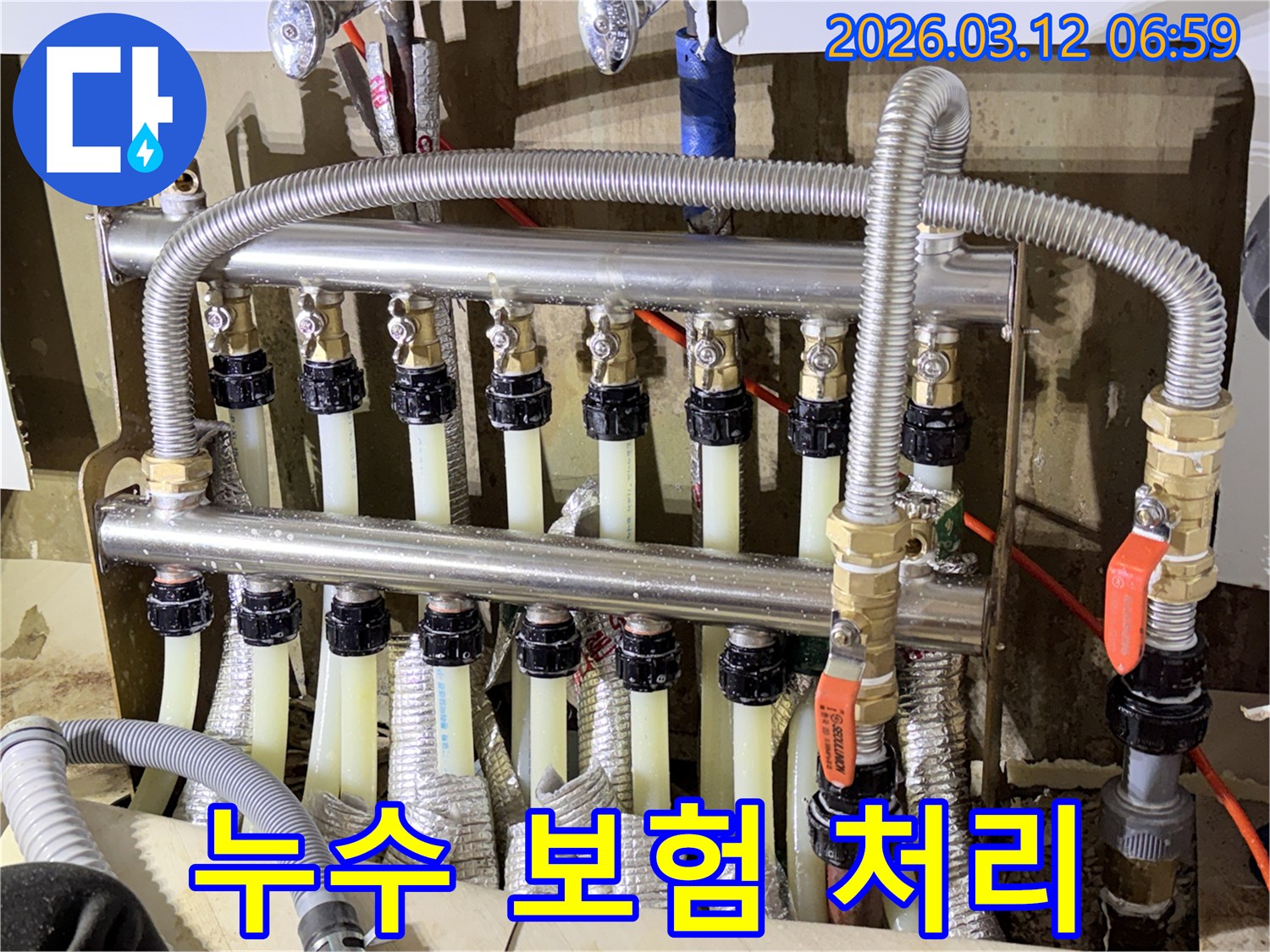 누수-공사-현장에서-보험-처리를-위한-증거-자료를-수집하고-있는-전문-엔지니어의-모습