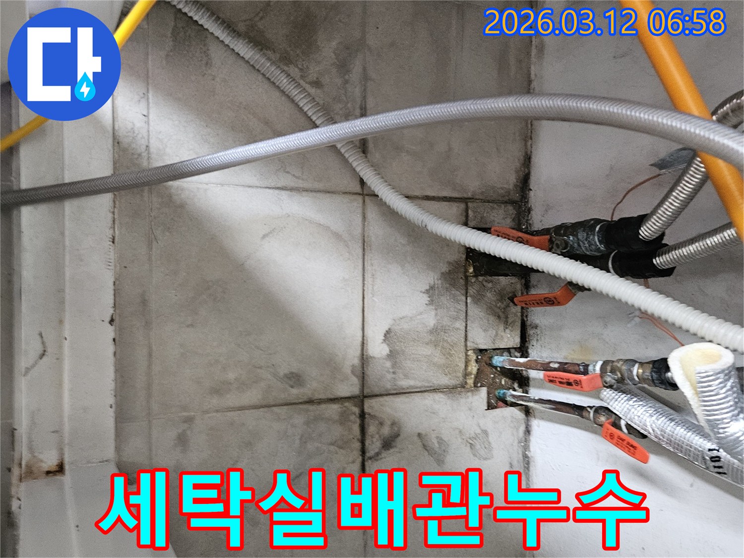 세탁실-배관-연결부-주변에서-발견된-물-자국과-습기를-확인하며-누수-지점을-정확히-진단하는-모습
