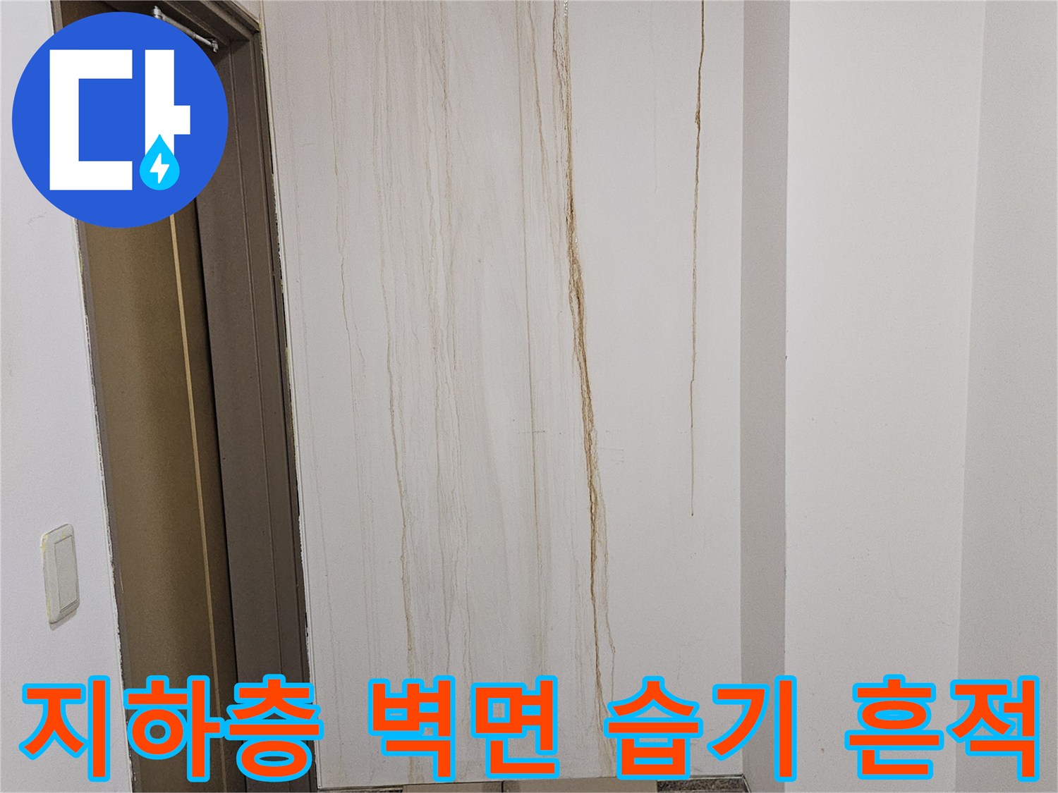 건물 지하 내부-벽면 마감재에 나타난 누수 증상