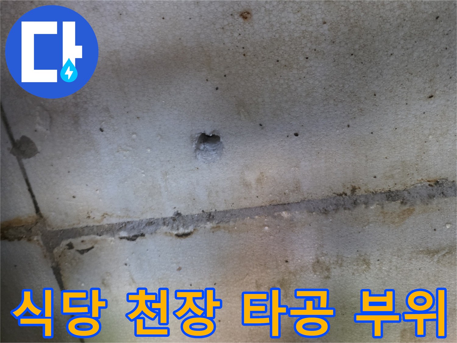 양주 백석읍 식당 천장 배관 확인을 위한 타공 상태
