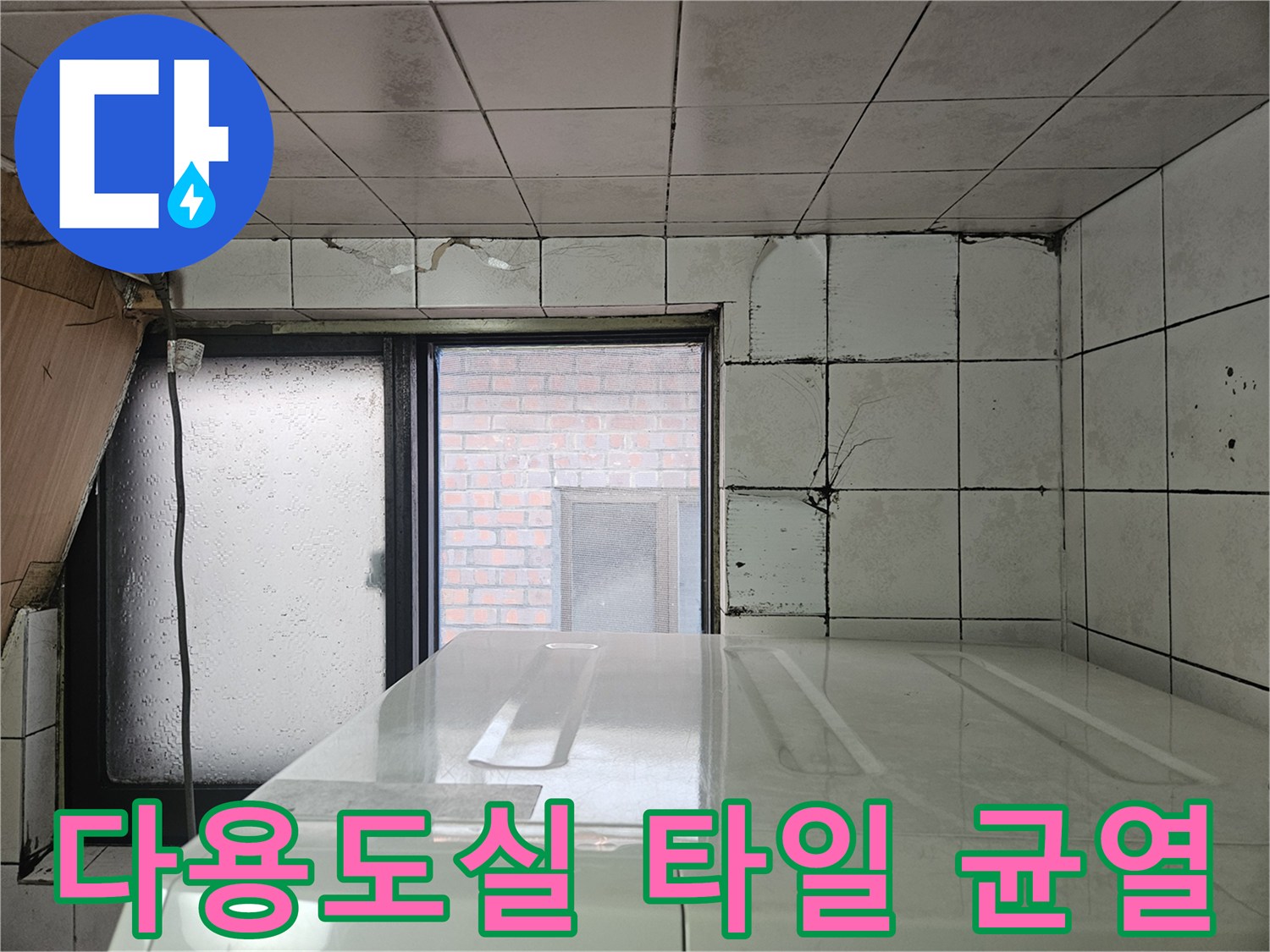 송파구 가락동 현장-다용도실 벽면 타일 크랙과 창틀 주변 습기 상태