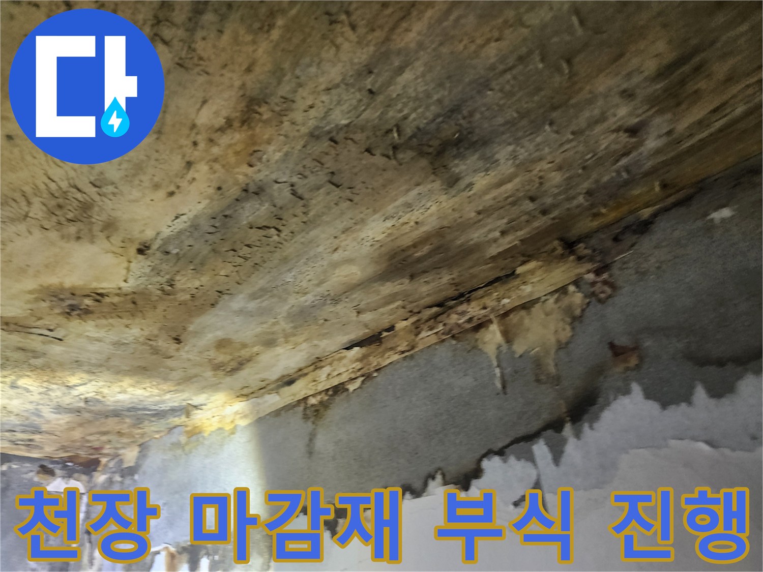 누수로-인해-천장-마감재가-물에-젖어-부식이-진행되고-있는-심각한-상태