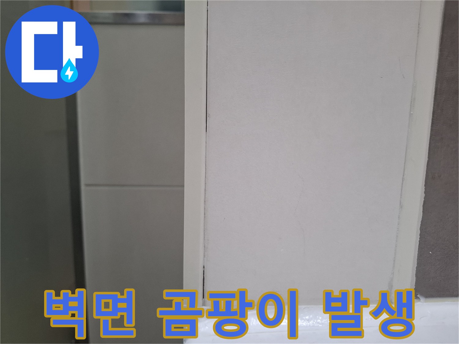 오산 양산동 빌라 화장실 벽에서-누수로 인한 곰팡이가-발생한 모습을 포착한 사진