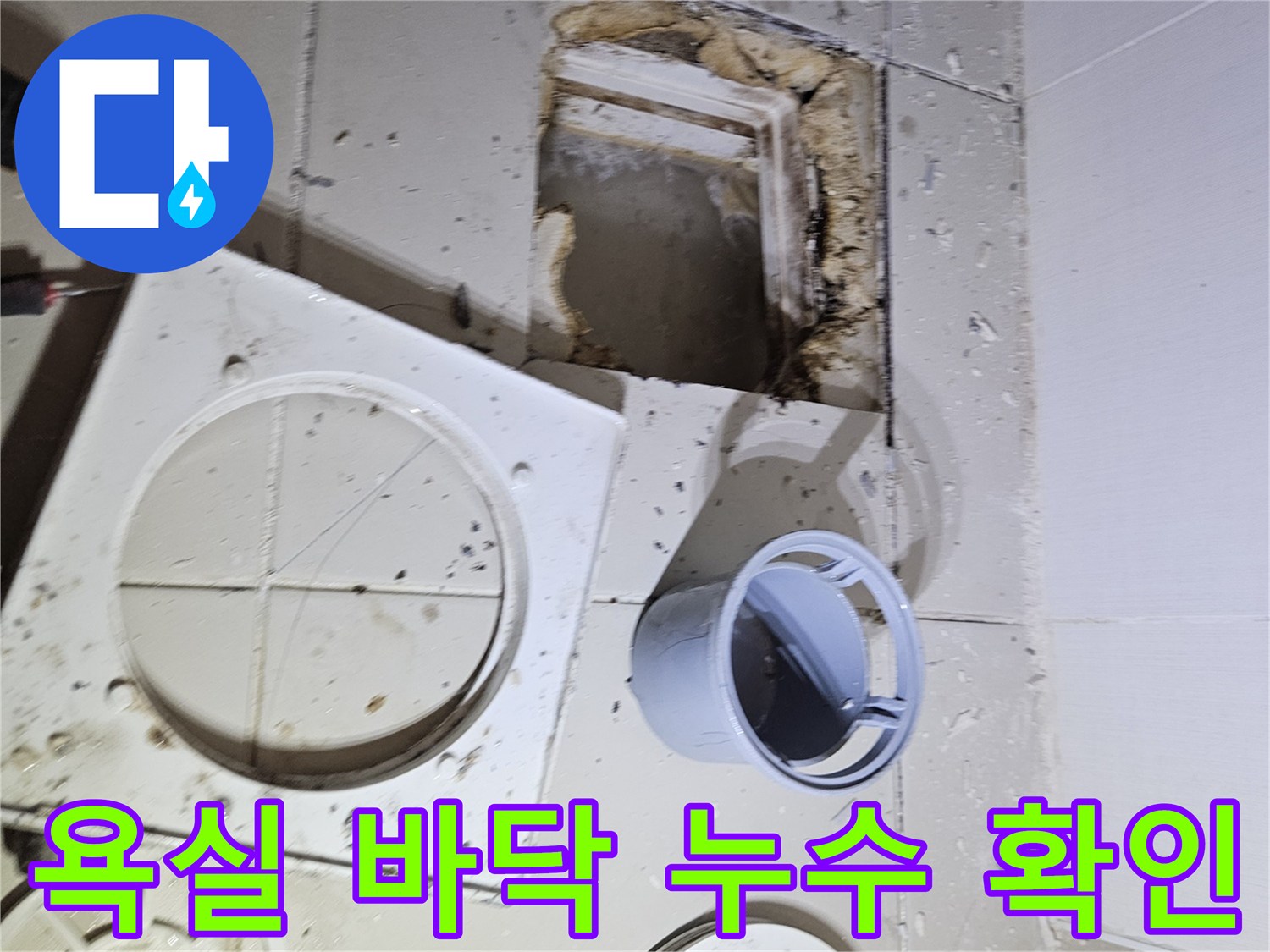 배수구-주변의-타일을-걷어내고-누수-지점을-조사하기-위해-굴착을-진행한-현장