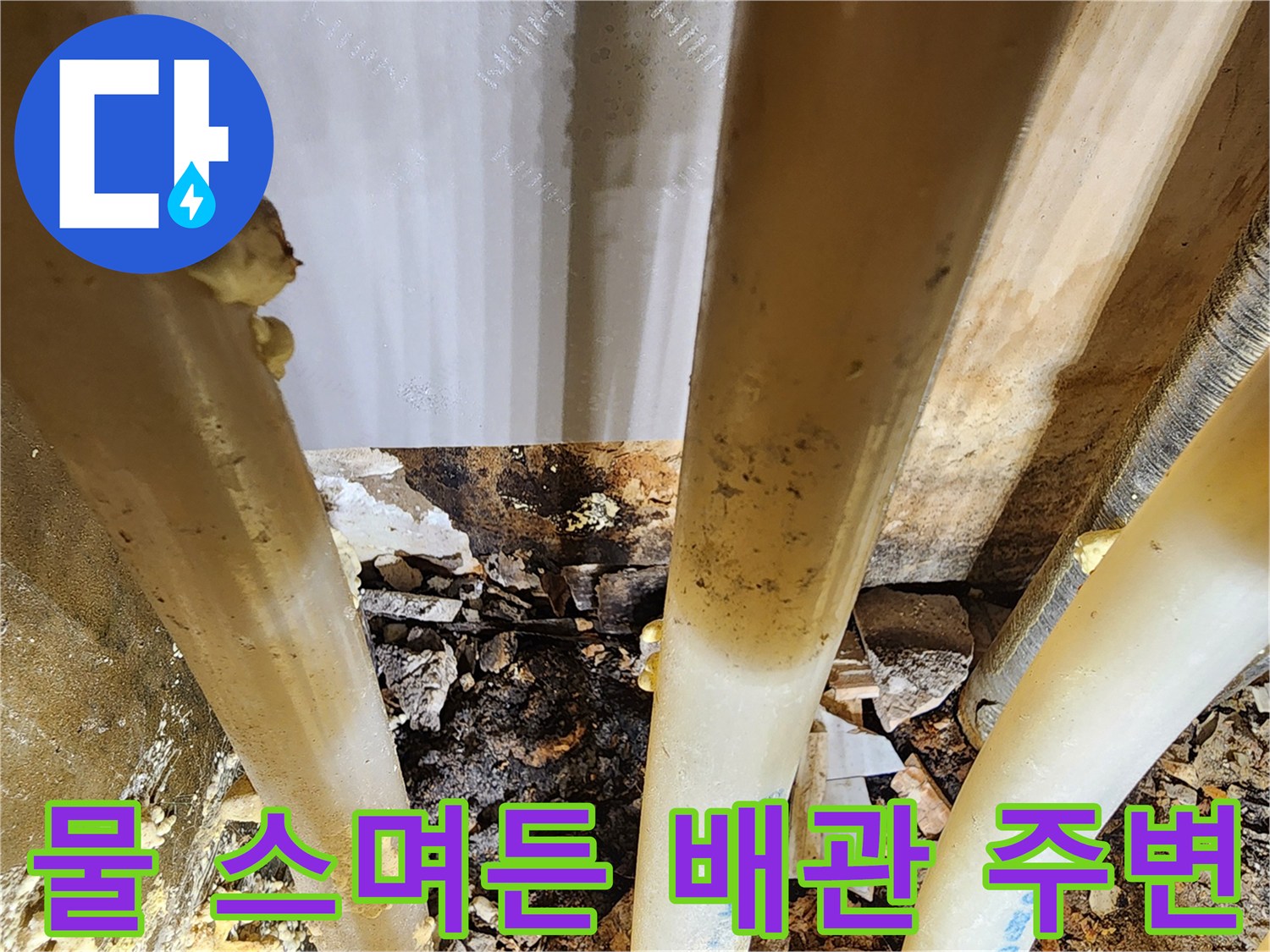 누수-엔지니어가-직접-촬영한-오래된-배관의-부식-및-물-고임-현상