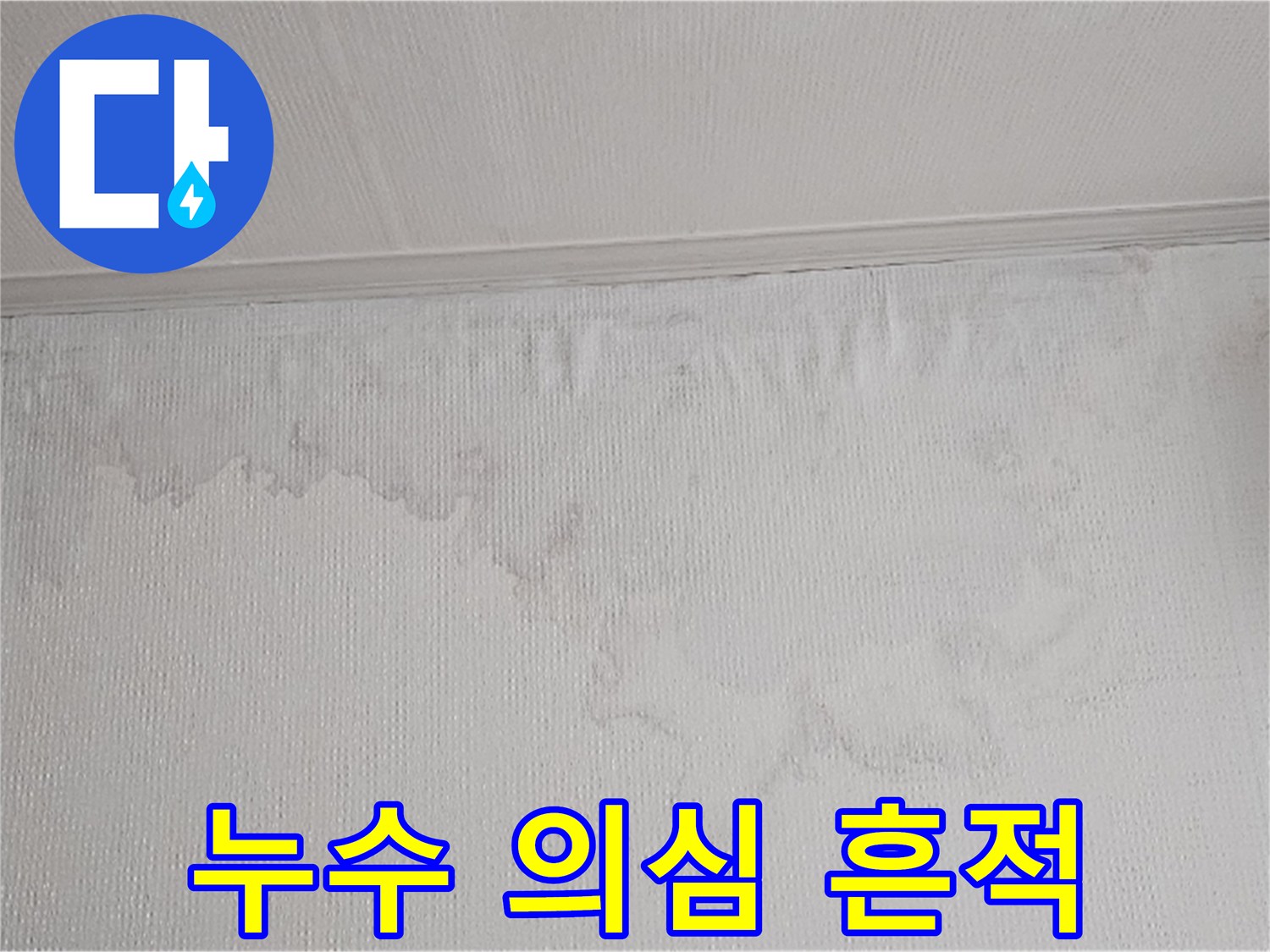 벽면에 나타난 물 얼룩과 벽지 손상은 누수의 명확한 증거입니다-전문 장비를 이용한 정밀 탐지가 필수입니다