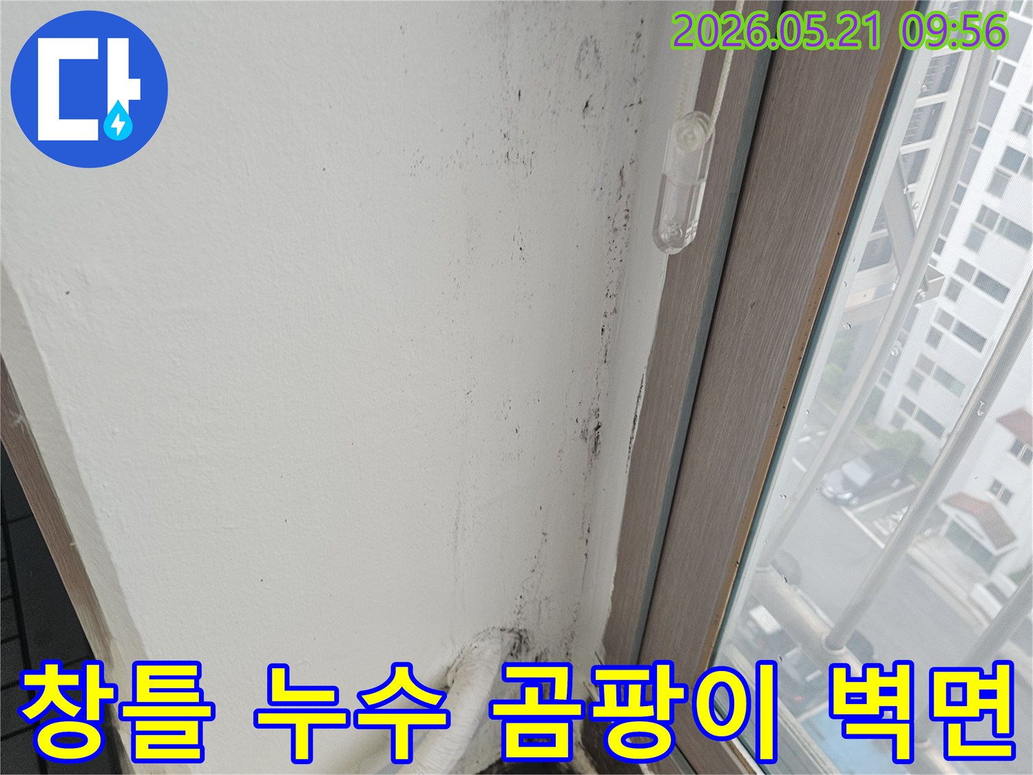 창문-주변-벽면에-발생한-누수-흔적과-곰팡이-문제