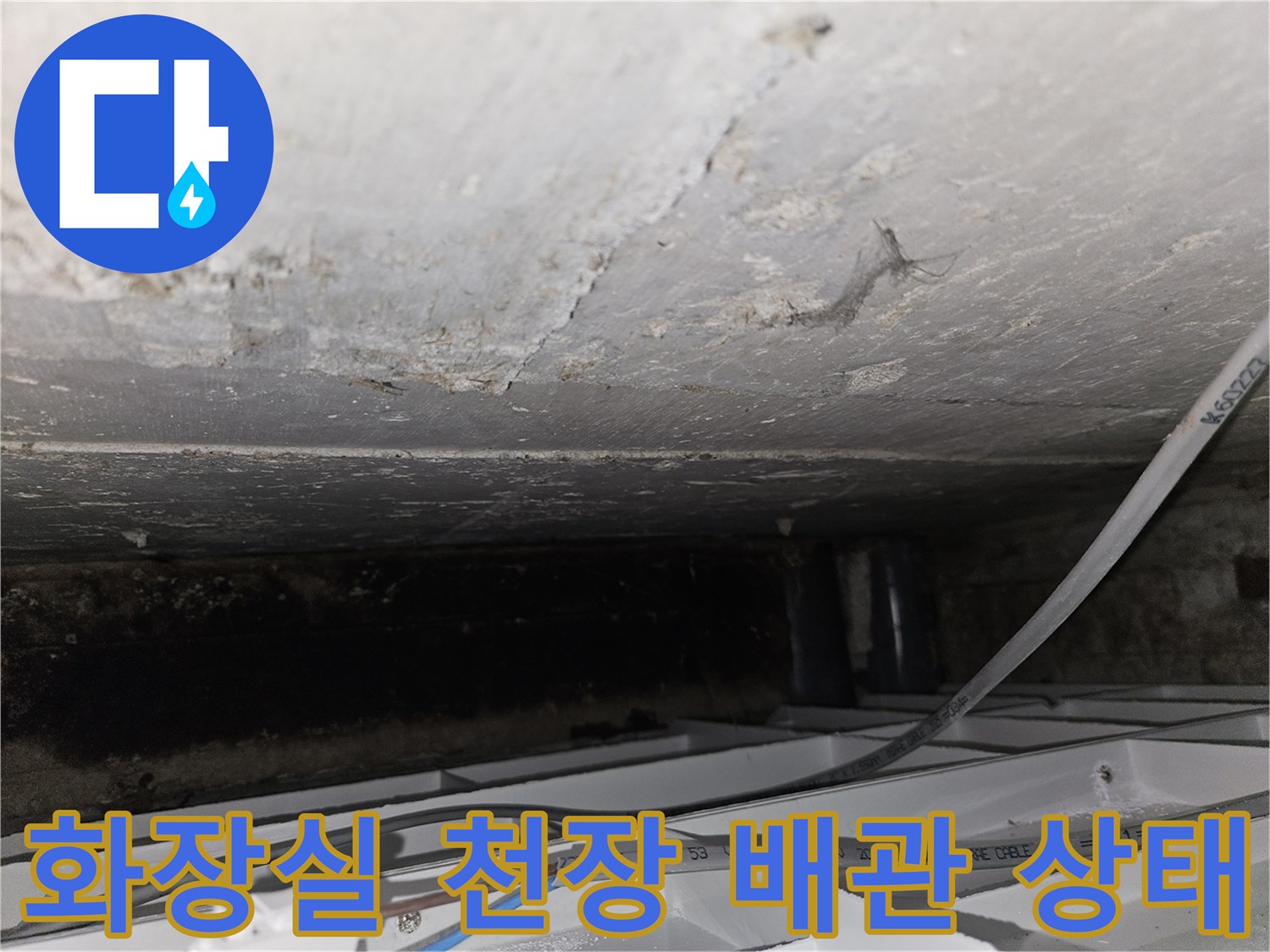 화장실-천장-콘크리트-면과-배관-주변의-습기-상태