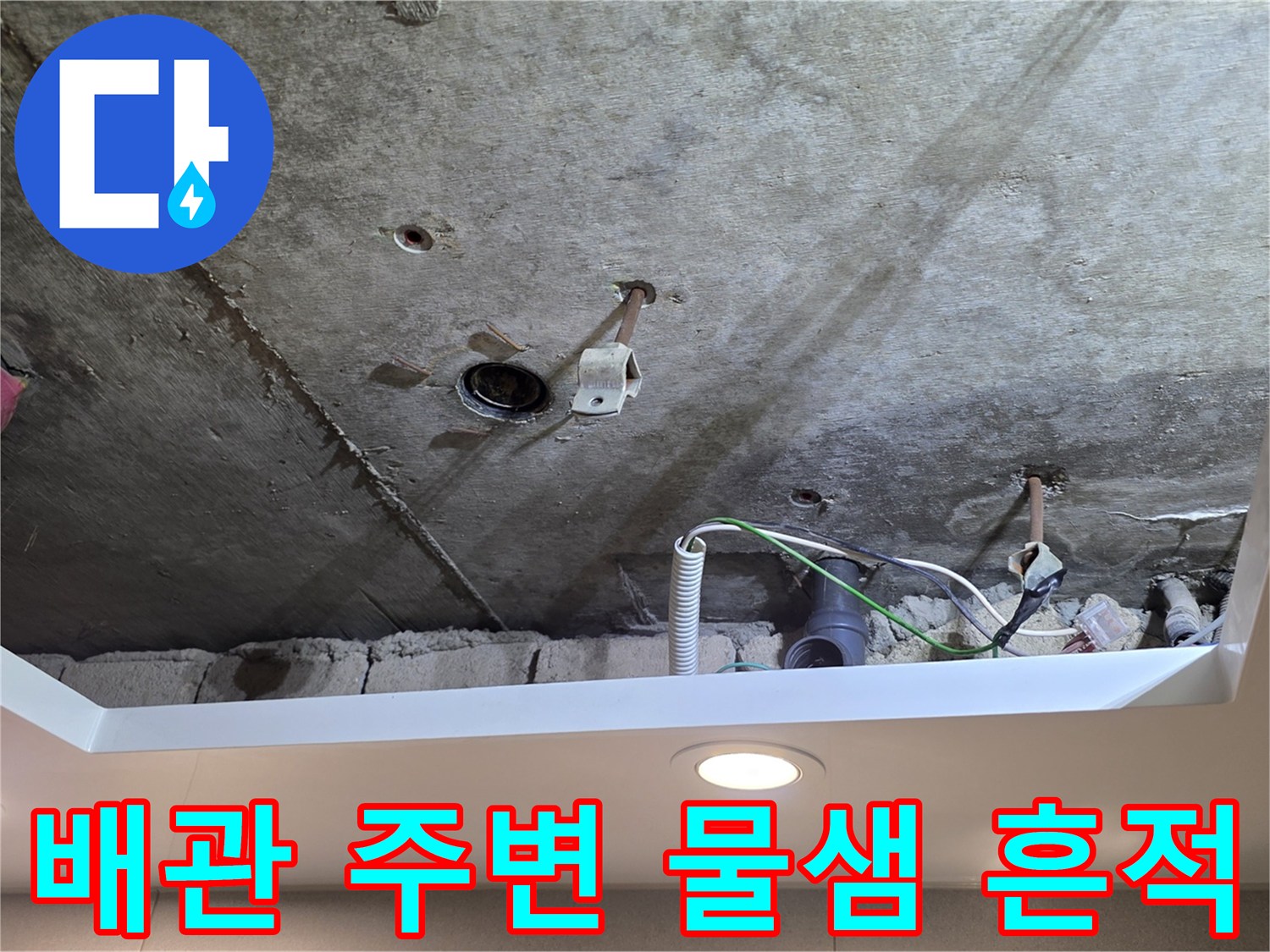 누수가-발생한-천장-콘크리트-슬래브의-상세-모습