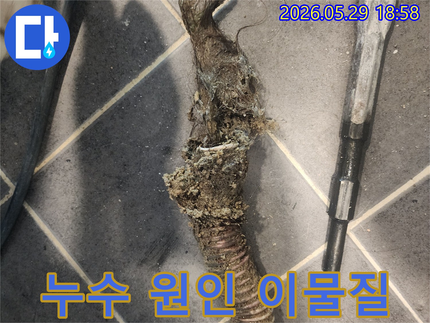 누수-발생-가능성이-있는-배관-막힘-현장에서-제거된-오염물-사진