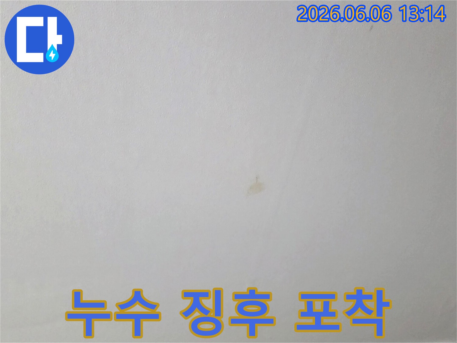 누수 진단을 위해 촬영된-천장 물 자국의-세부적인 모습