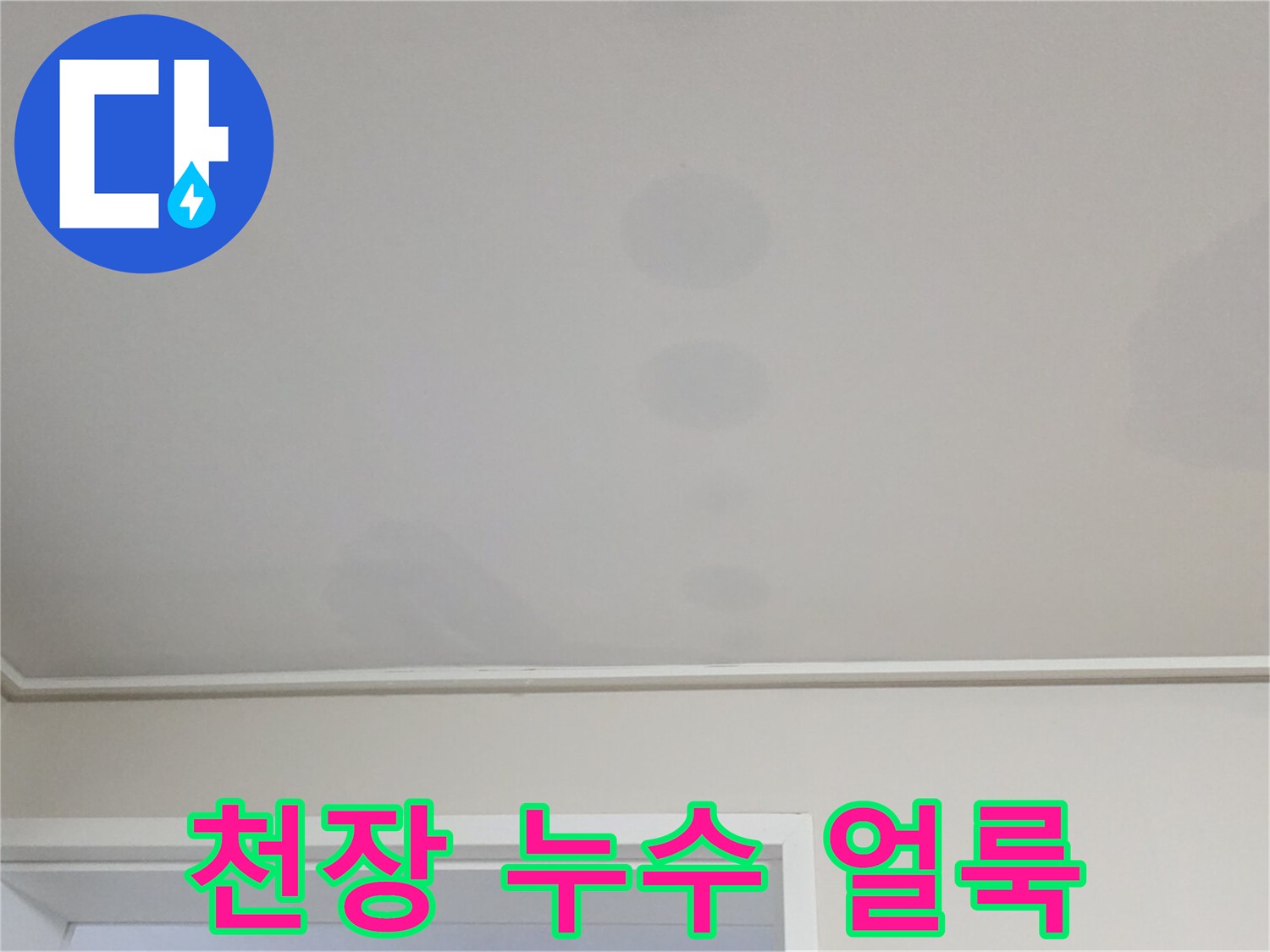 일산서구 거실 천장의 물샘 흔적과 변색 부위