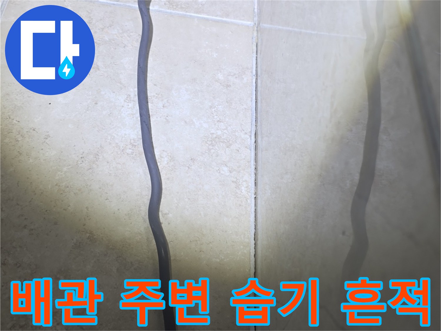 화장실 배관-주변 콘크리트 슬래브 습기 및 오염 상태