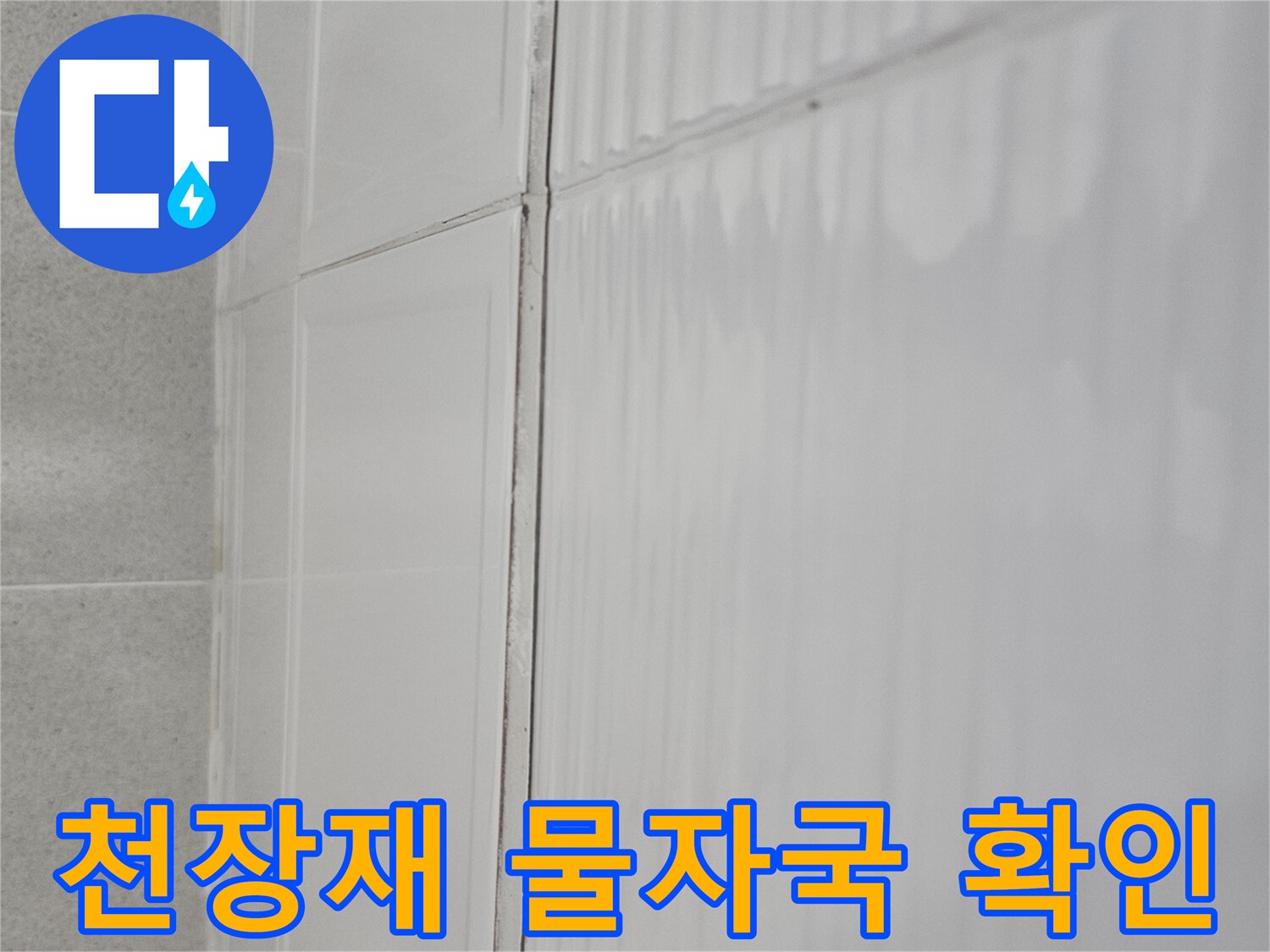 물샘 증상이 나타난 천장 마감재의 변색 부위