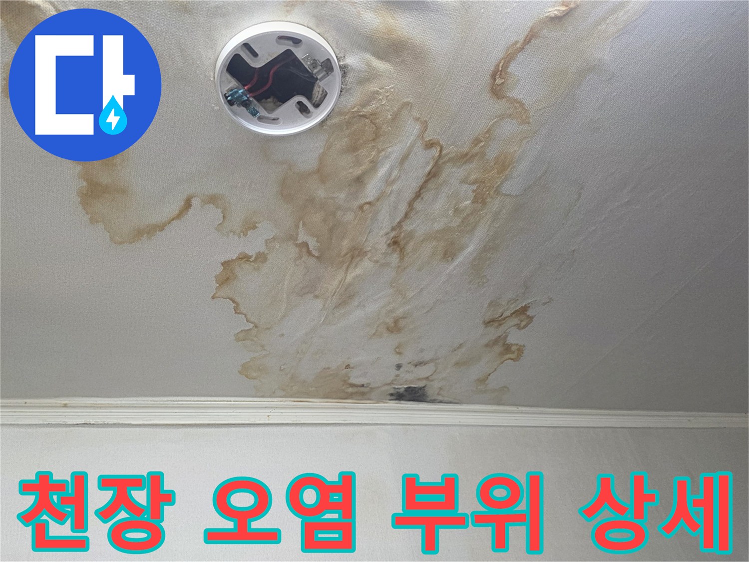 가양동 아파트 거실-누수로 인한 천장 벽지 변색