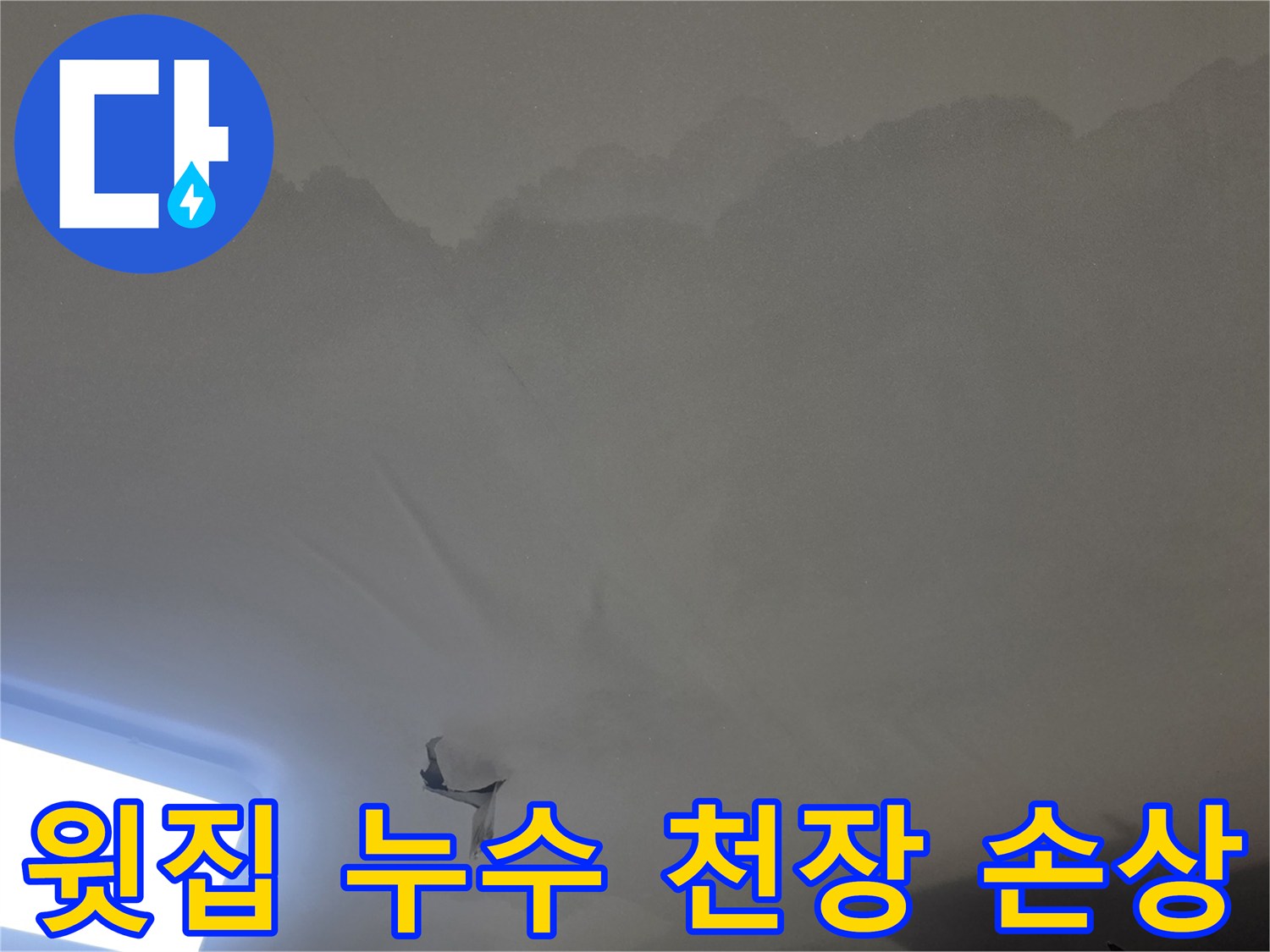 누수로-인한-천장-손상과-곰팡이-징후가-명확하게-드러나는-주택-내부-사진입니다
