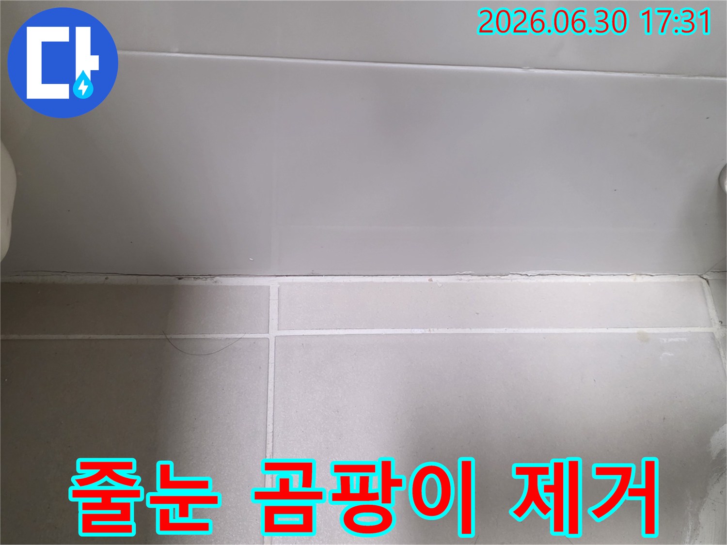 타일-줄눈-사이에-발생한-검은-곰팡이가-지속적인-습기와-누수-가능성을-나타냅니다