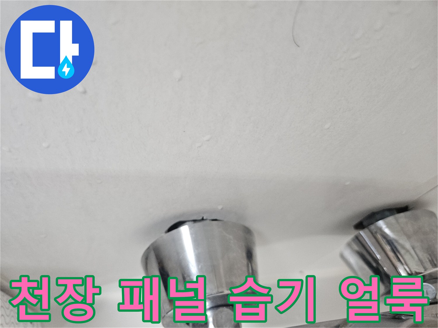 습기로-얼룩진-화장실-천장-마감재-상태
