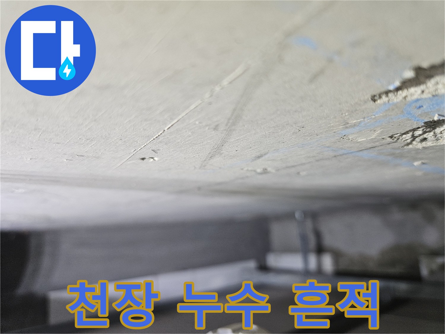 거실 천장의 습기 침투 및 얼룩 발생 지점