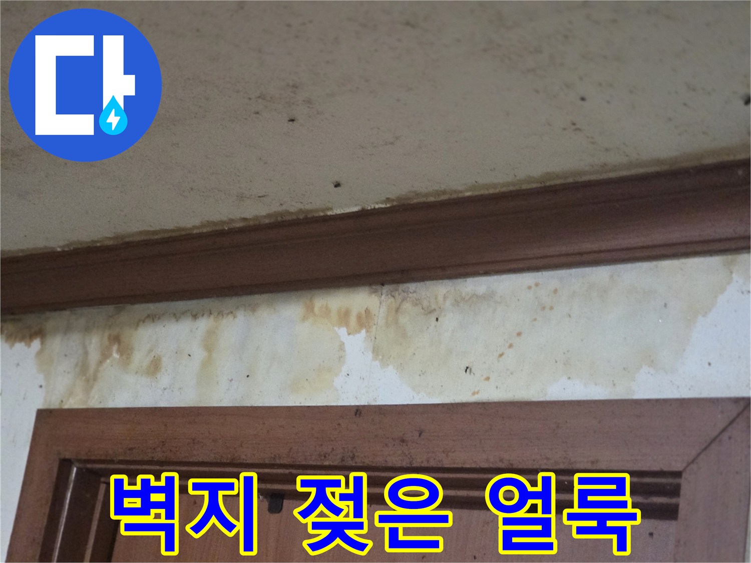 부천 오정구 현장-벽지 상단에 발생한 누수 흔적과 습기 상태