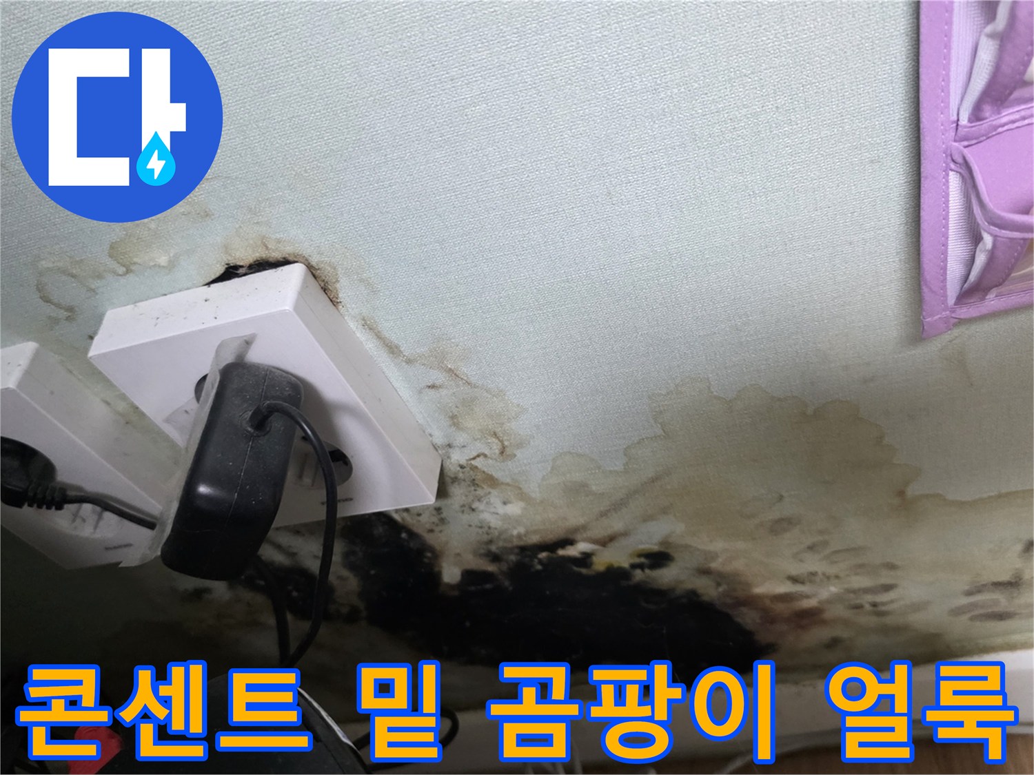 습기에 의한 벽면 변색과 검은색 곰팡이 자국