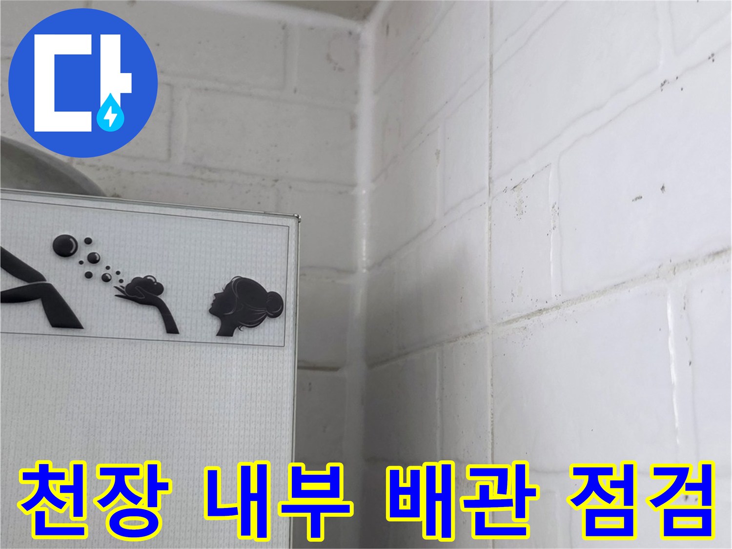 천장 타일 사이의-배관 연결부와-하수구 주변 환경