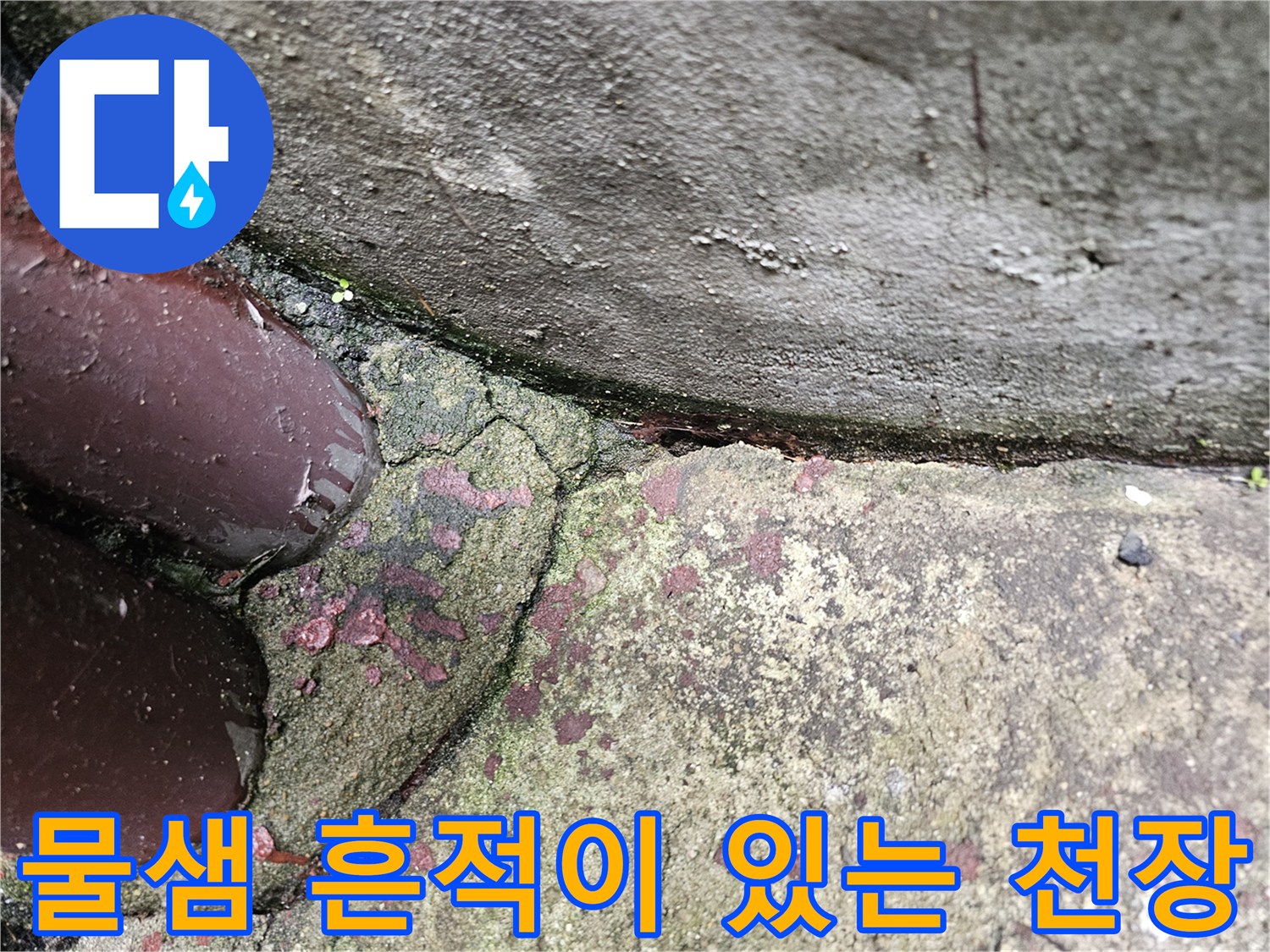 습기 침투로 인한-천장 마감재 변색 및 균열