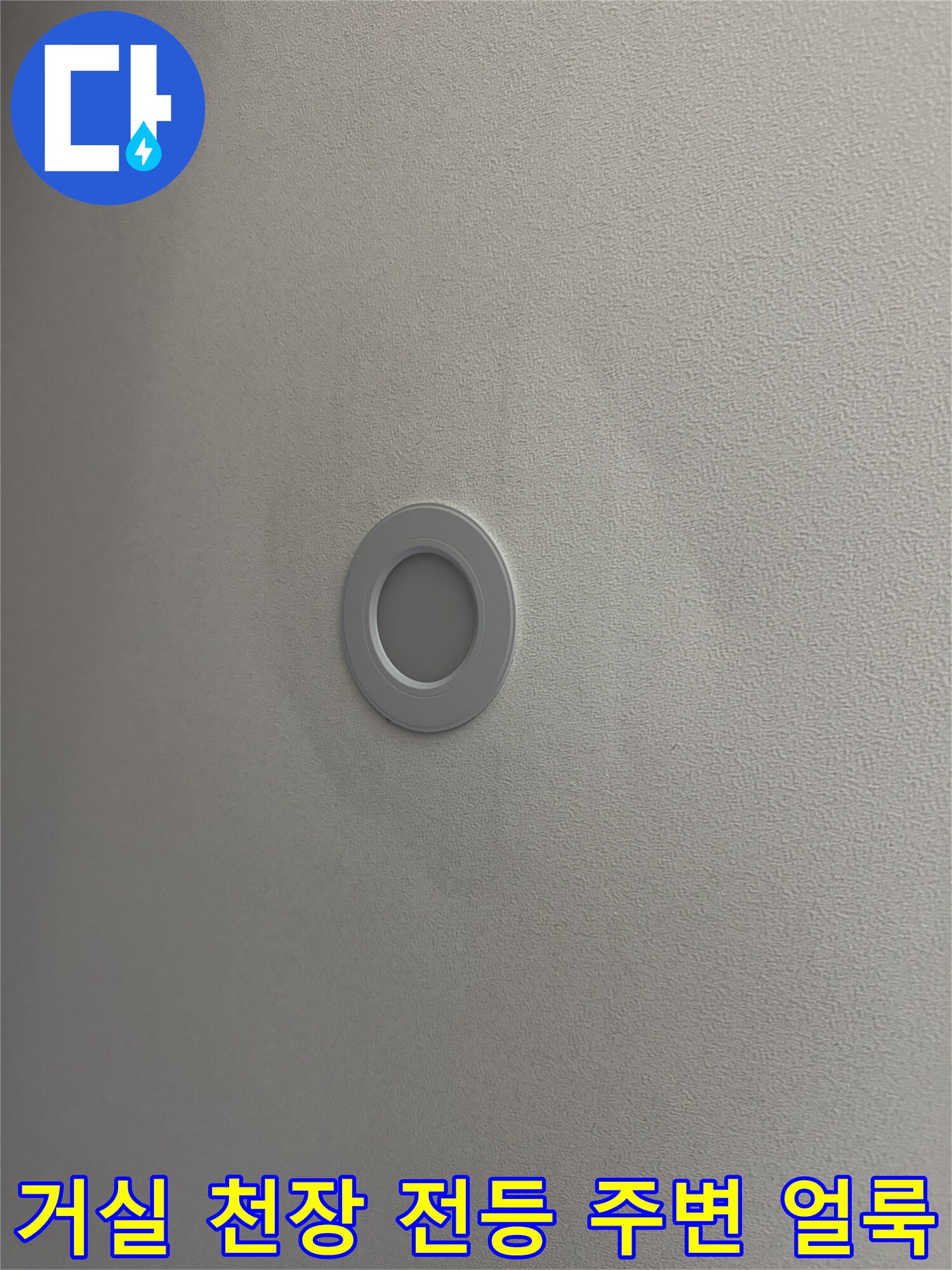 구로구 신도림동 아파트-거실 천장 전등 주변의 누수 흔적 및 변색 상태