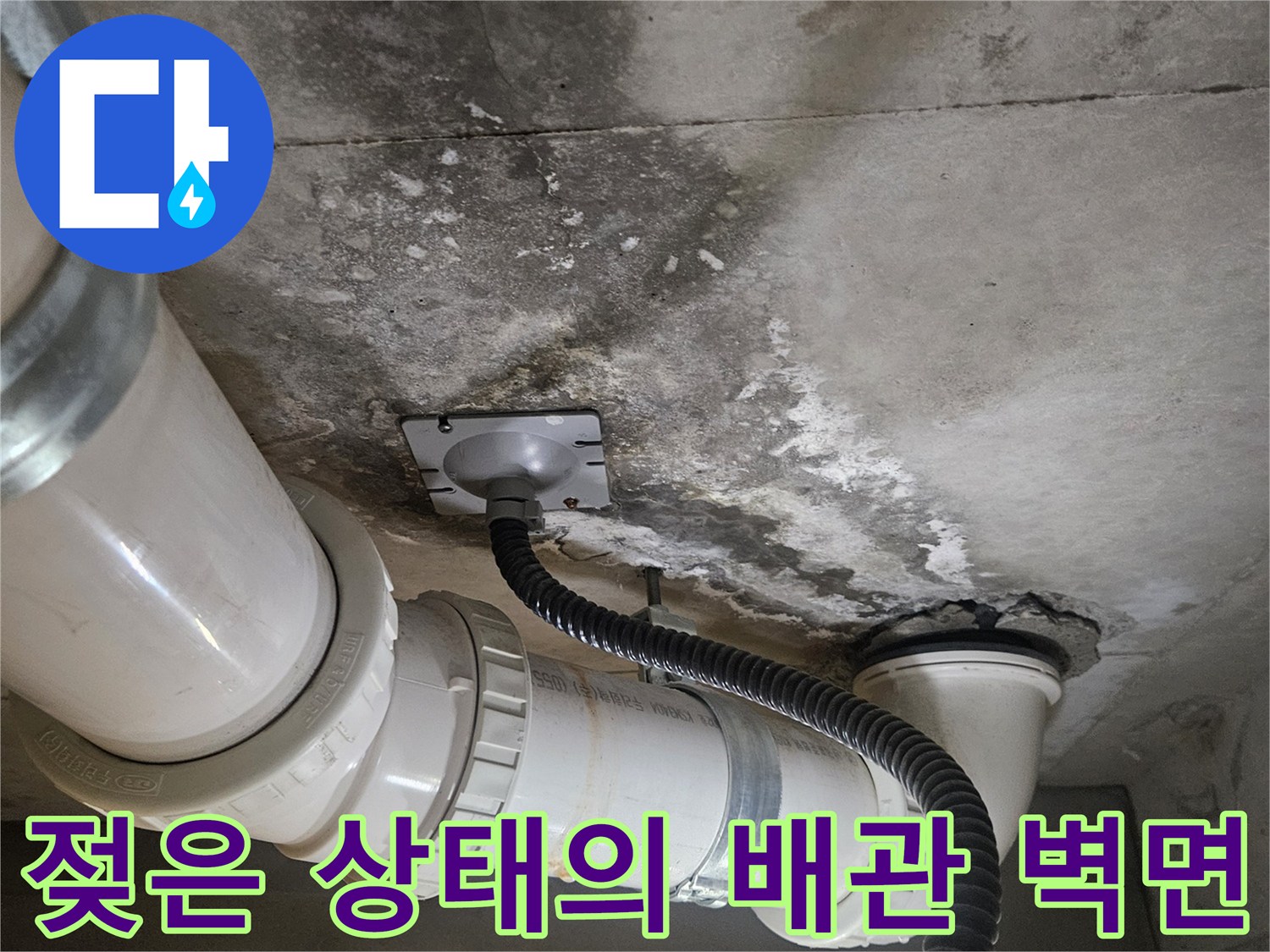 덕양구 현장-누수로 인해 습기가 가득한 배관 주변 환경