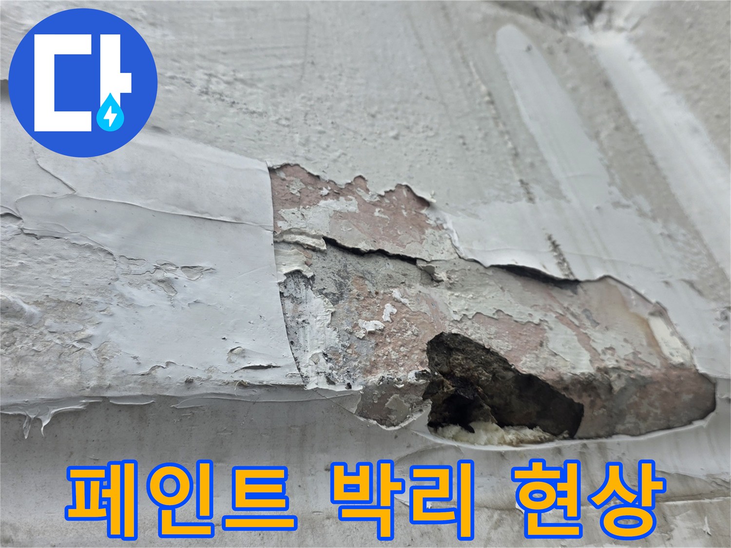 노원구 중계동 건물 내부 벽면의 페인트가 들뜨고 벗겨진 상태
