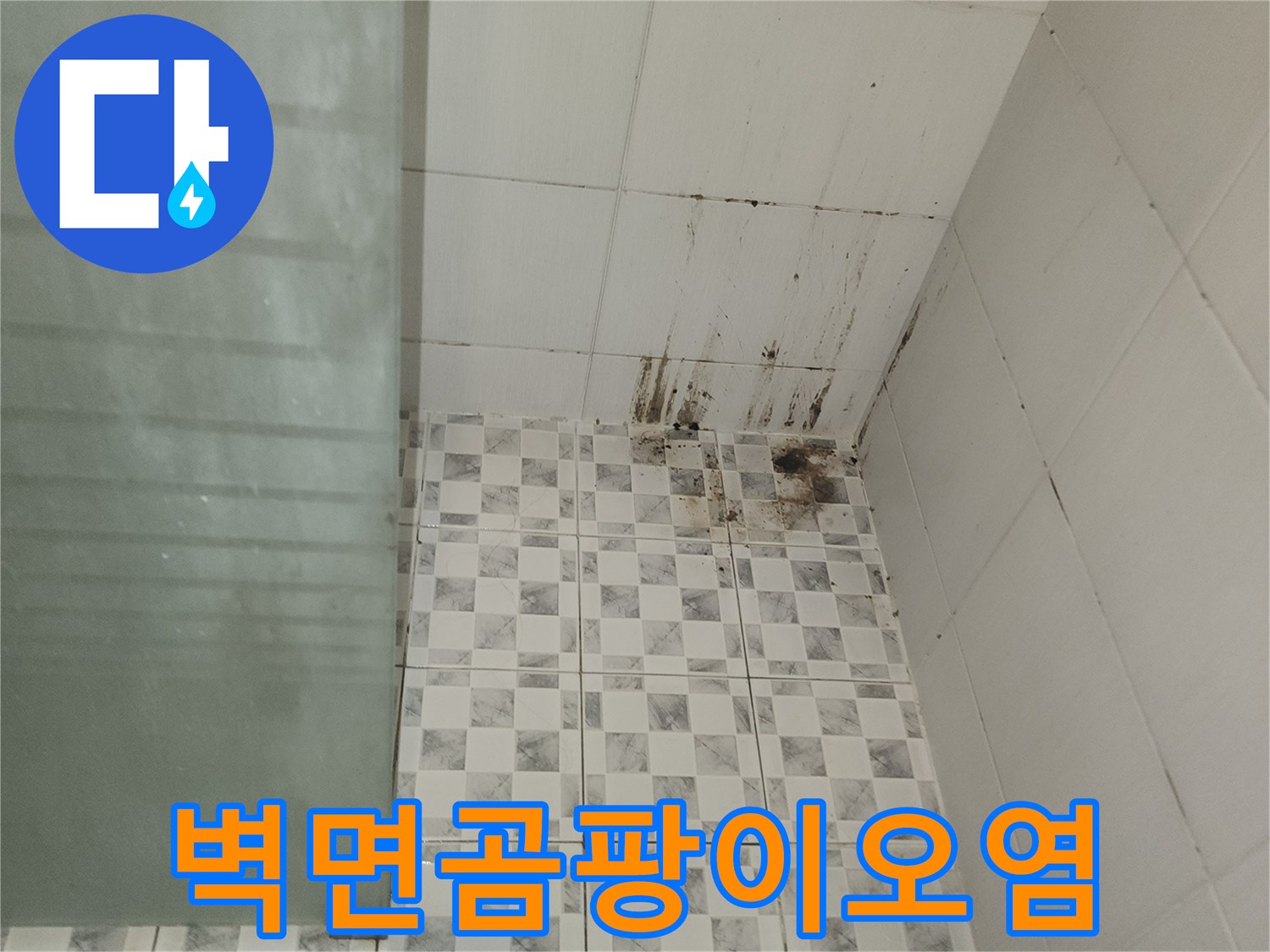 하얀색-타일-벽면에-넓게_퍼진-검은색-곰팡이-얼룩
