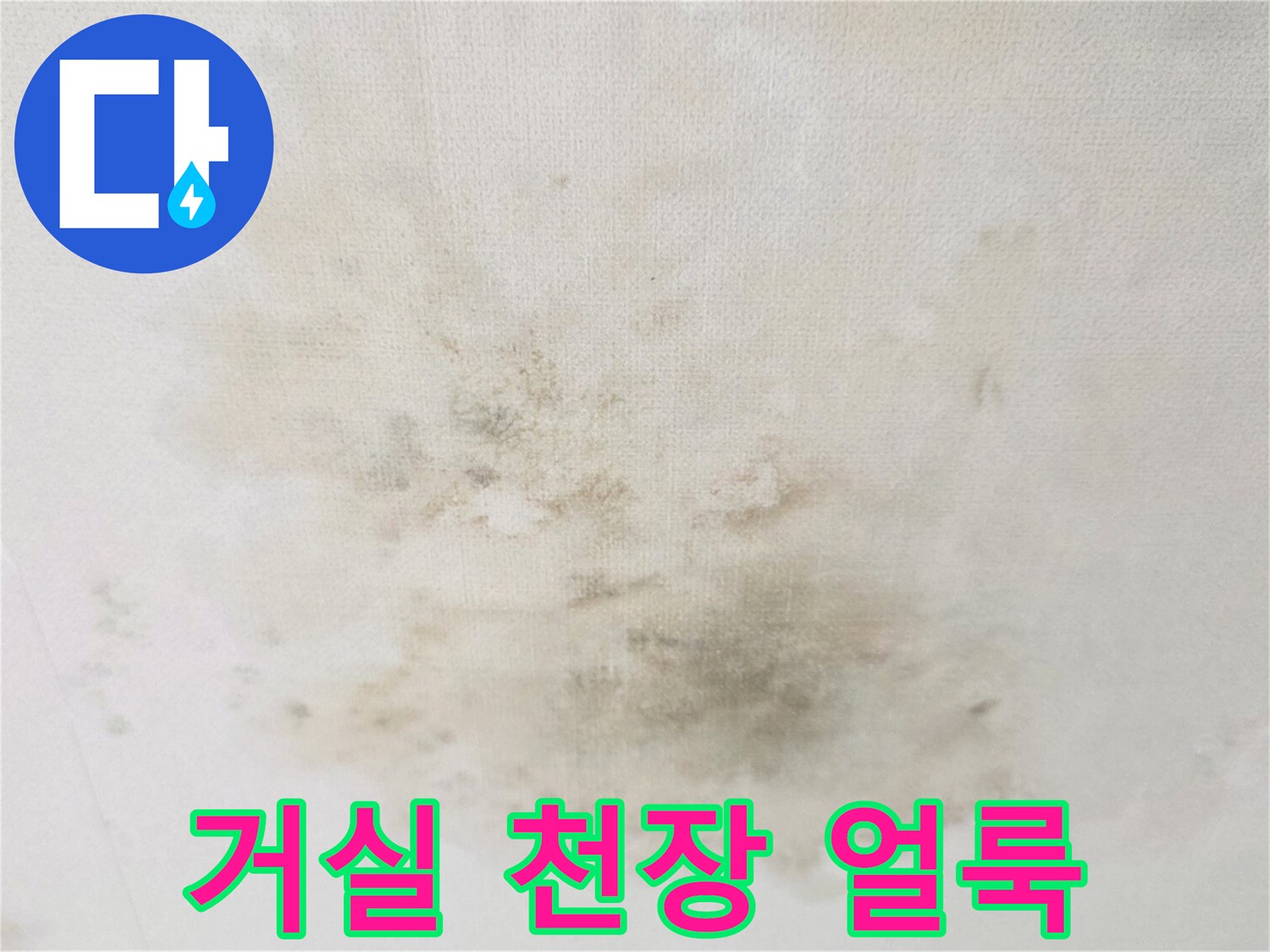 광주 송정동 빌라 거실 천장의 넓은 물 얼룩 현상