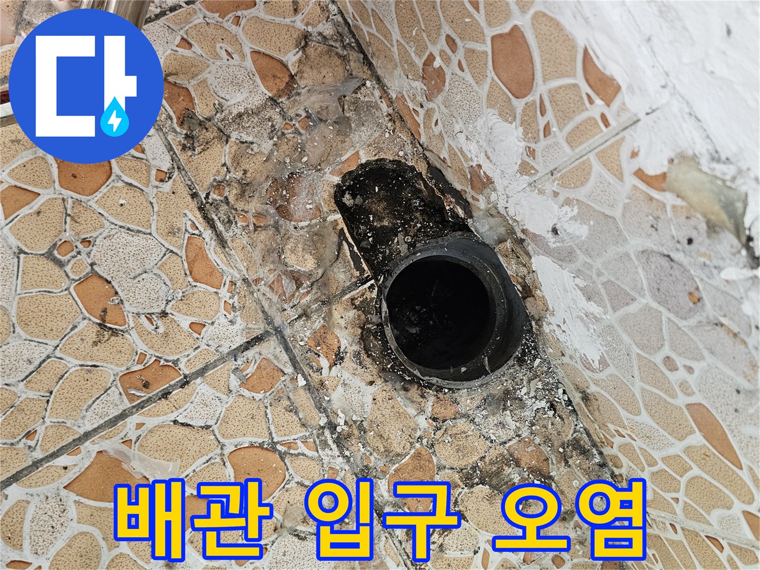 오염된-배관-주변-타일과-검은-곰팡이의-발생-상태